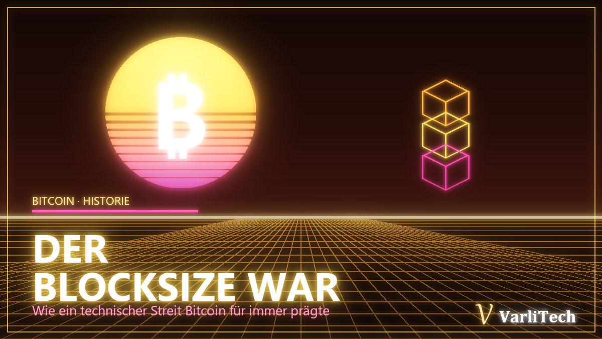 Neon-Cover: Der Blocksize War — Bitcoin im Synthwave-Stil